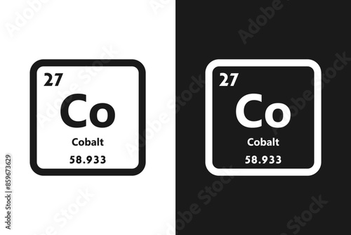 Cobalt, Co, chemical periodic element icon. The chemical element of the periodic table. Sign with atomic number. Cobalt element