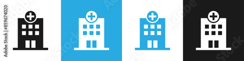 Hospital location map pointer. First aid sign, or hospital near sign. Medical institution symbol icon.