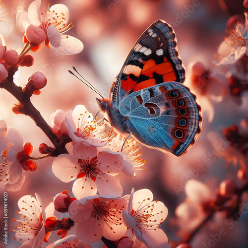 butterfly on flower landscape abstract 