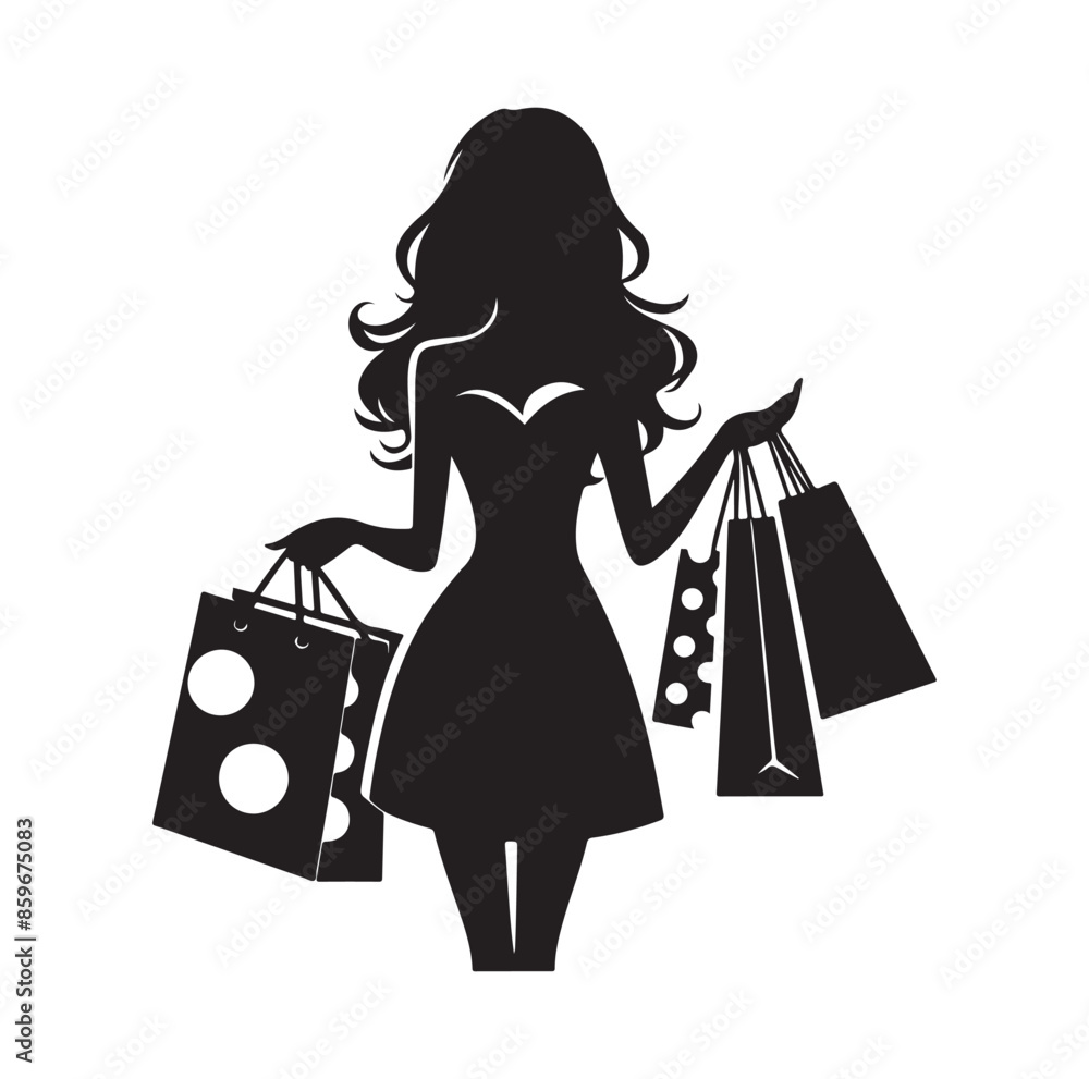 Shopping Girl style illustration silhouette Shopping Girl style illustration silhouette