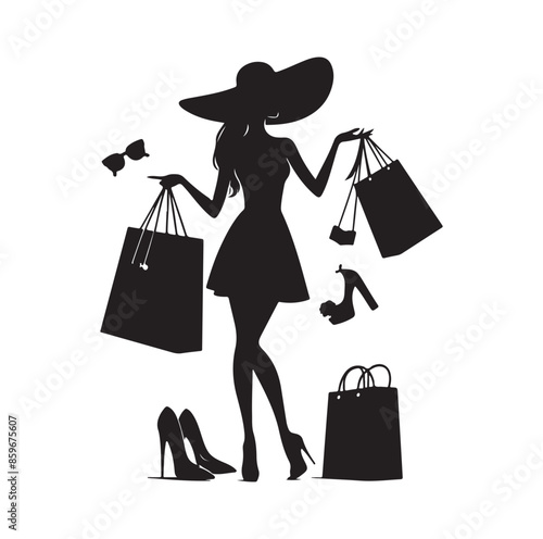 Shopping Girl style illustration silhouette 