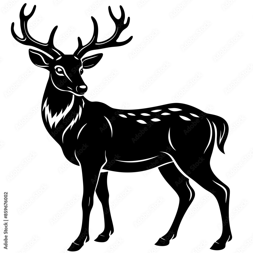Obraz premium buck-silhouette-on-white-background