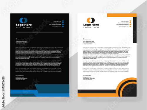 Clean and professional corporate company business letterhead template design with colorful and elegant design variation bundle
