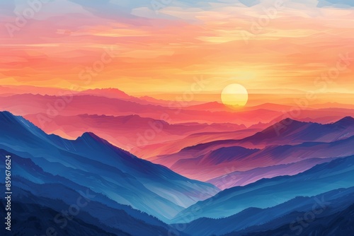 Mountain Sunset Illustration