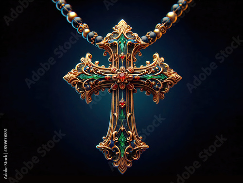 A cross necklace.