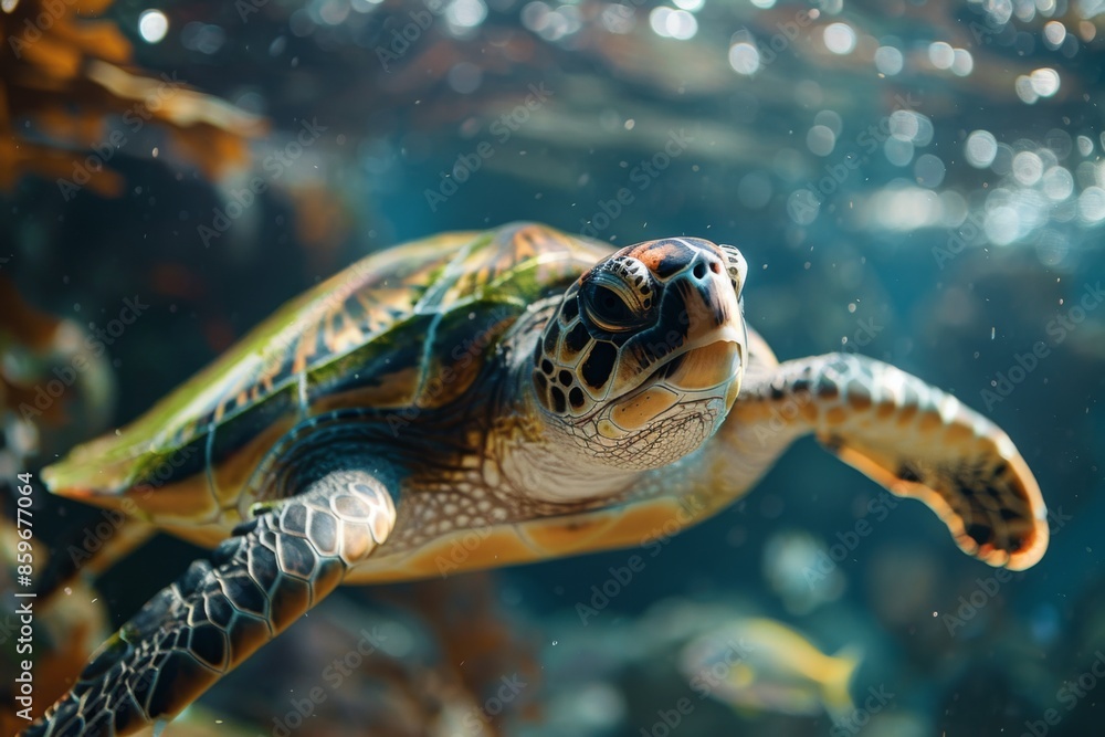 Fototapeta premium Marine Turtle Underwater Adventure