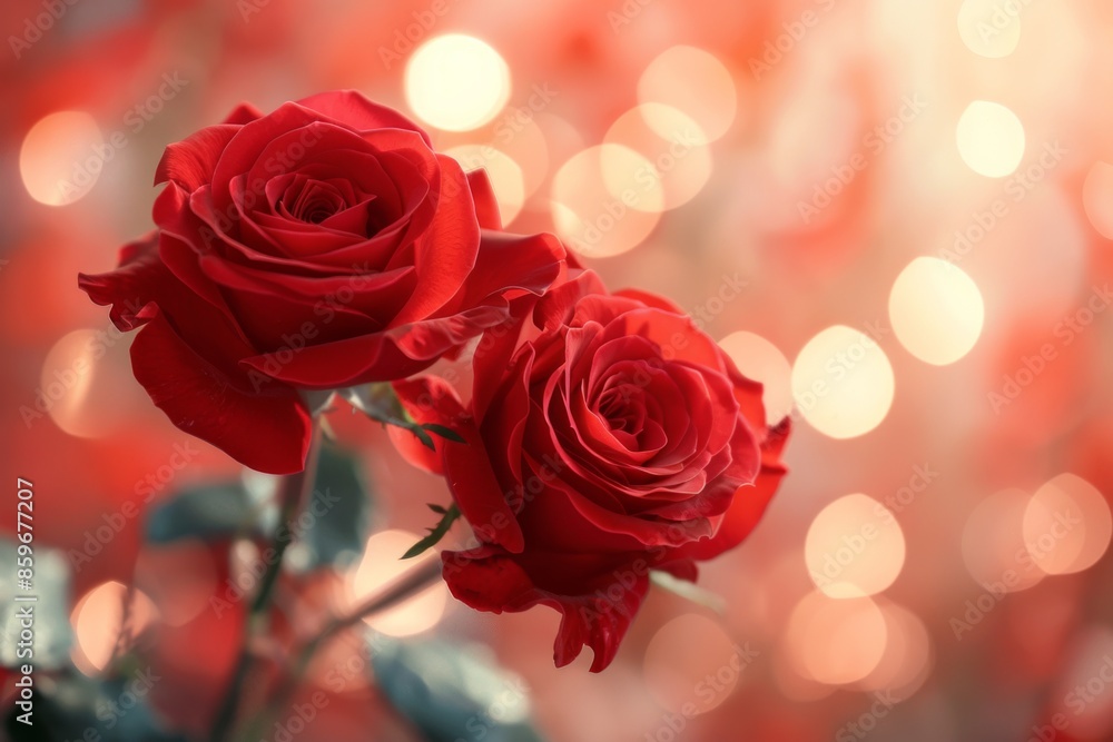 Romantic Red Roses with Bokeh Background Romantic Red Roses with Bokeh Background