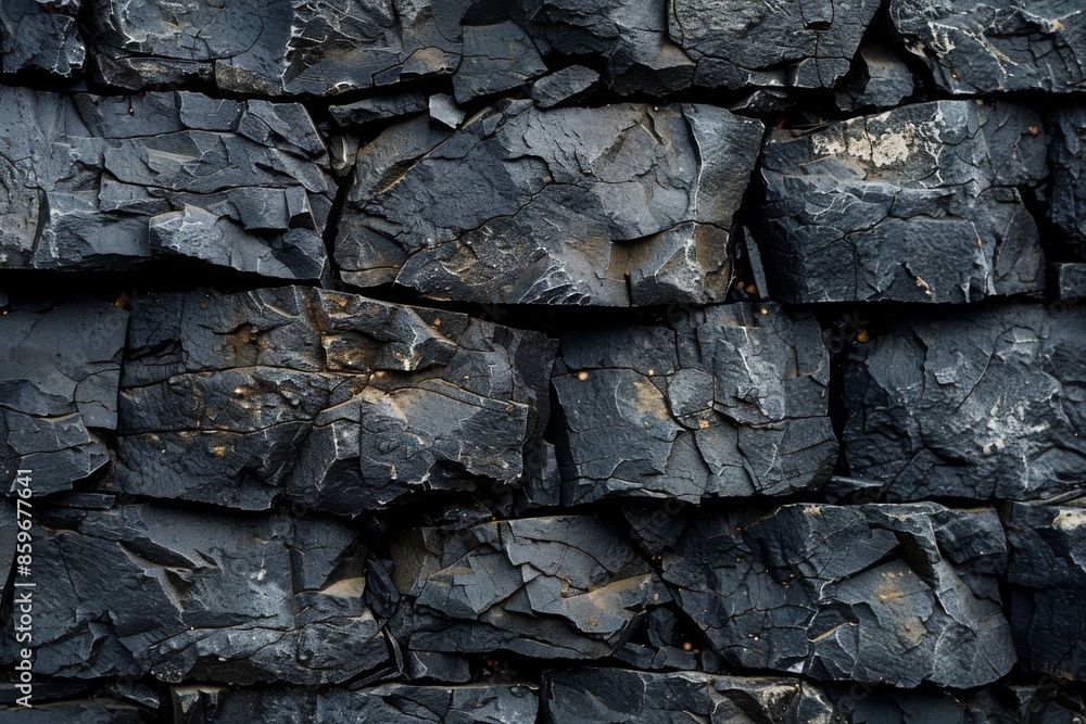 Stacked black coal rocks background Stacked black coal rocks background
