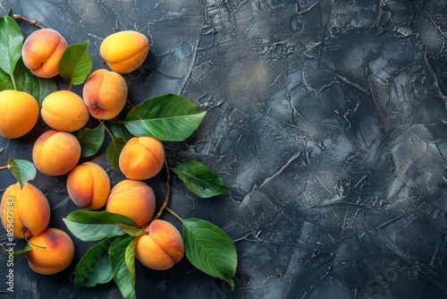 Fresh Apricots on Dark Background photo