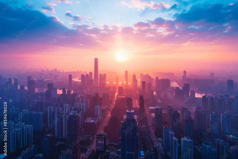 Fototapeta premium Urban Sunrise Skyline