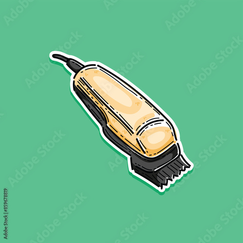 male and female shave accessories. Electric and straight razors, shavers with sharp blades, tools for hair removal. Vector illustrations isolated on green background.