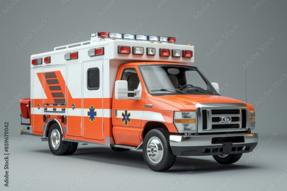 Ambulance Vehicle on Grey Background Ambulance Vehicle on Grey Background