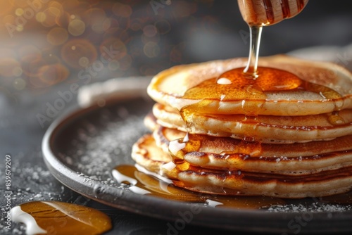 Stack of Pancakes with Honey Drizzle © Sandu