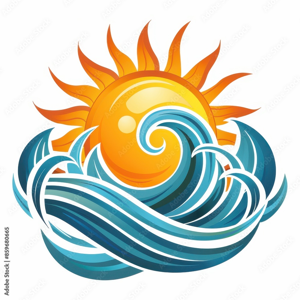 Eco Friendly Logo With Sun and Waves Eco Friendly Logo With Sun and Waves