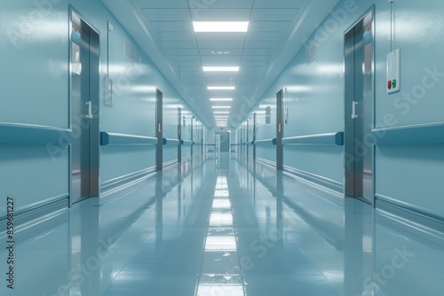 Hospital Corridor with Bright Lights