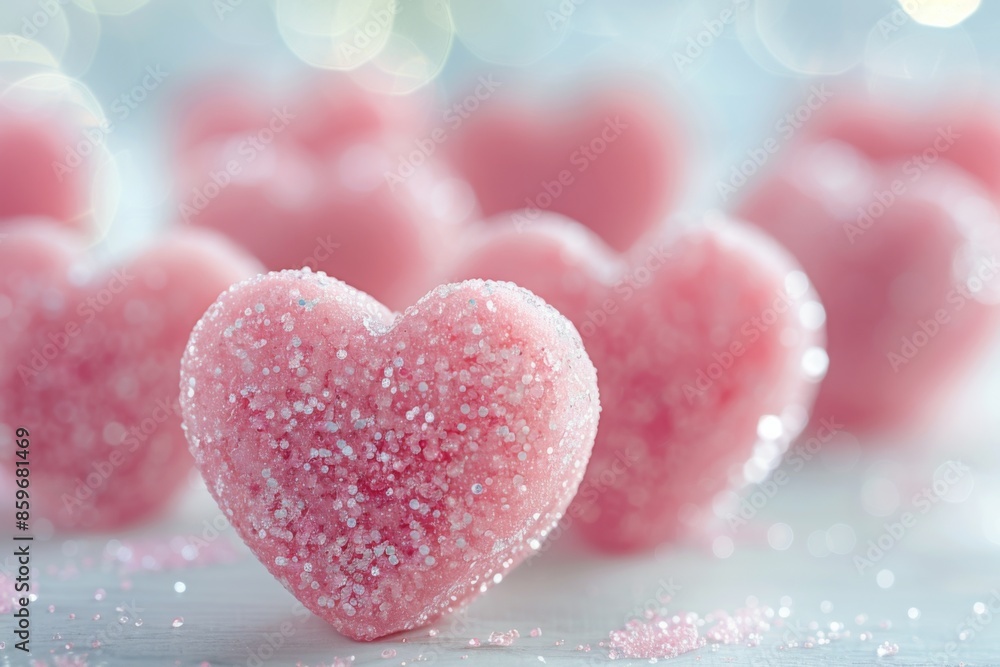 Obraz premium Pink Sugar-Coated Heart Candies