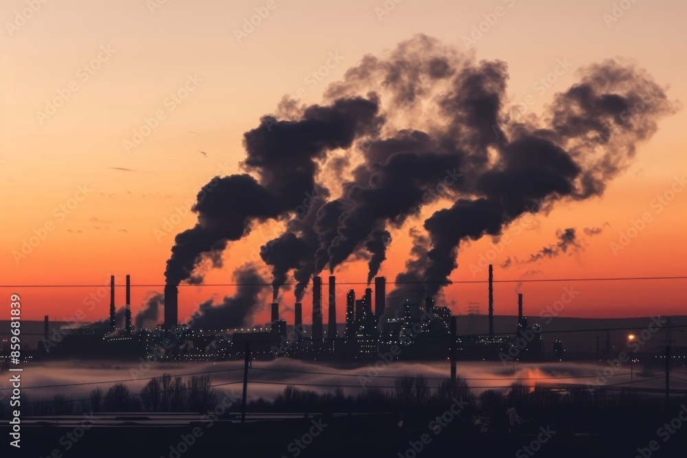 Industrial Pollution at Sunset Industrial Pollution at Sunset