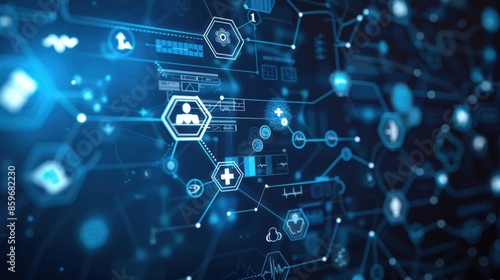 Medical technology , telemedicine, virtual hospital, healthcare and medicine background