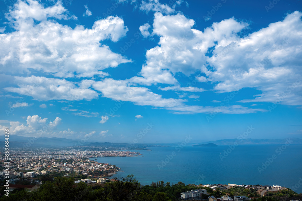 Crete island, panoramic above view of Chania Old Town Greece. View of Akrotiri from Venizelos graves Crete island, panoramic above view of Chania Old Town Greece. View of Akrotiri from Venizelos graves