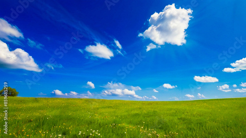 Beautiful green field landscape green meadow 