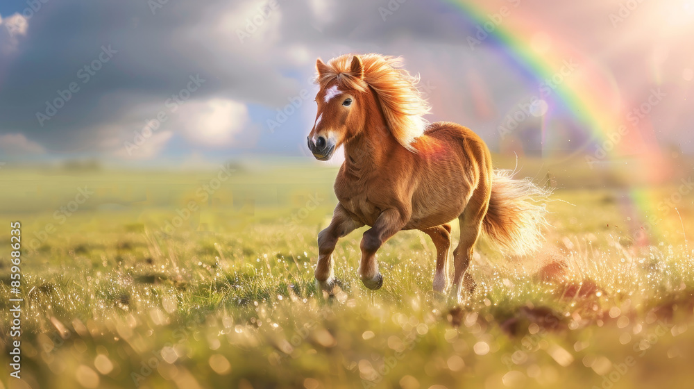 Obraz premium A horse with a rainbow in the background