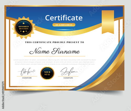  vector gradient golden luxury certificate