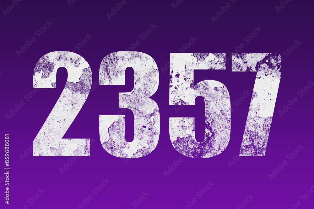 flat white grunge number of 2357 on purple background. flat white grunge number of 2357 on purple background.