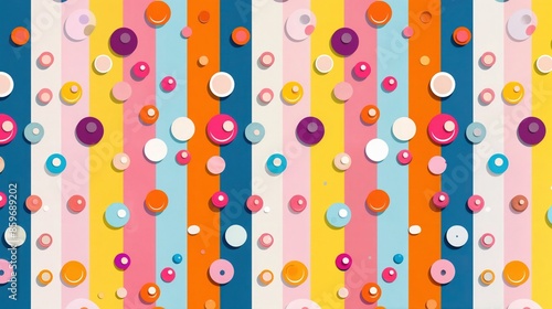 Colorful Polka Dot And Stripe Pattern