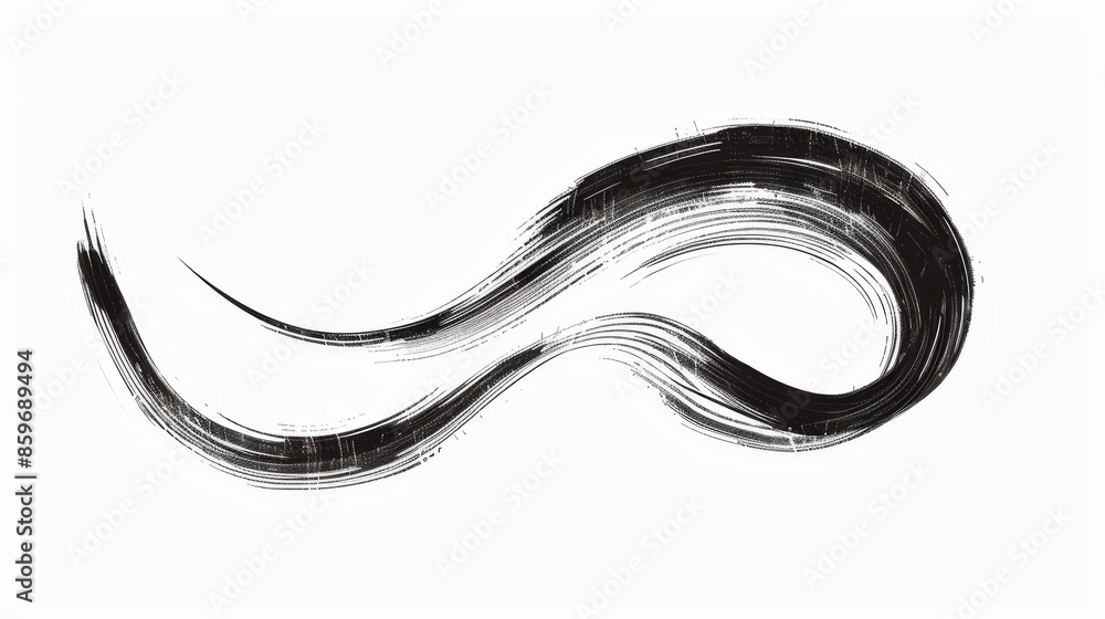Abstract Black Ink Brush Stroke Wave, Isolated on White Background Abstract Black Ink Brush Stroke Wave, Isolated on White Background