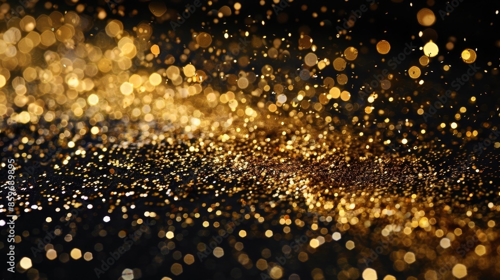 Naklejka premium Abstract Gold Glitter Bokeh Background, Sparkling Lights, Festive, Holiday