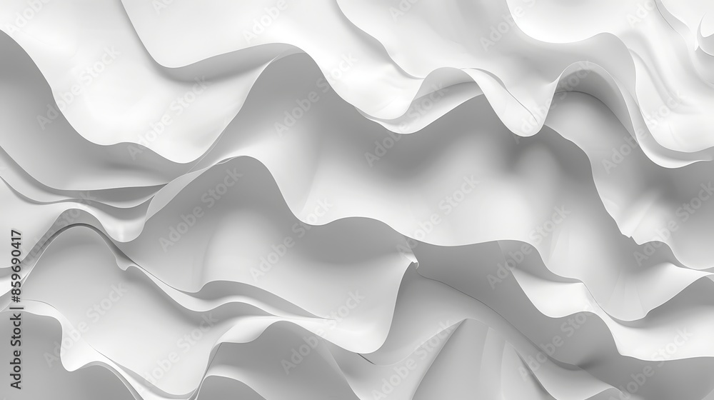 Fototapeta premium Abstract White Wavy Paper Texture - 3D Rendering