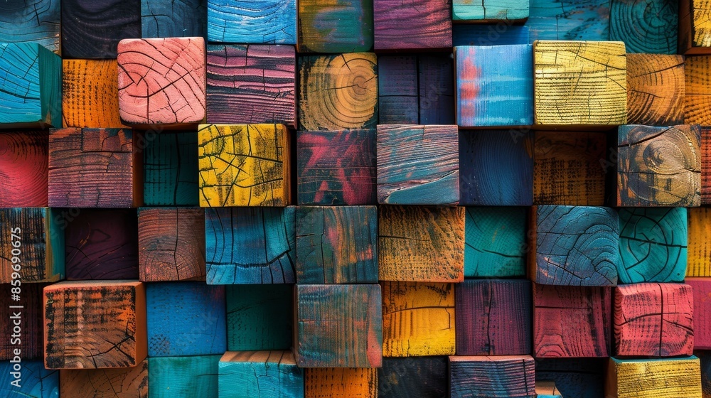 Colorful Wooden Blocks Abstract Texture Colorful Wooden Blocks Abstract Texture
