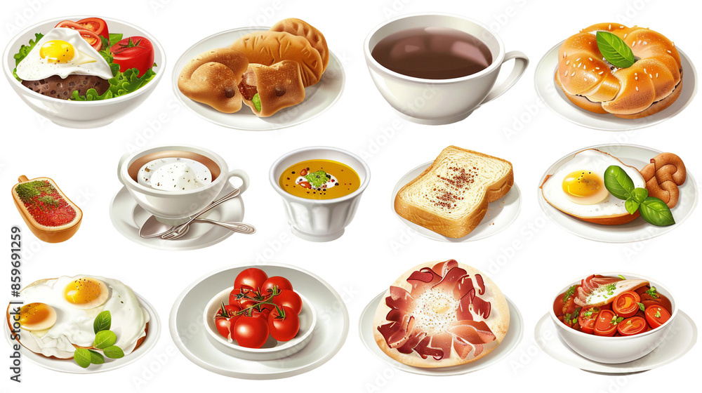 Traditional Breakfast Dishes from Around the World on Transparent Background - Explore Cultural Cuisine Plates, Isolated European, American, Asian Foods for Breakfast Images Traditional Breakfast Dishes from Around the World on Transparent Background - Explore Cultural Cuisine Plates, Isolated European, American, Asian Foods for Breakfast Images