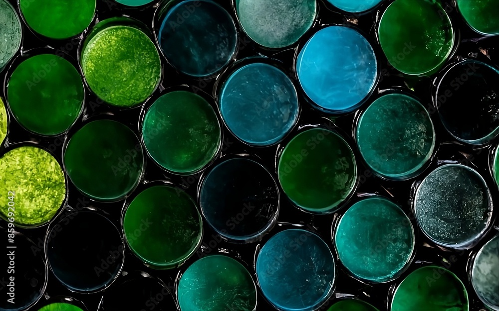 An abstract background, textures of green, gray and black colored glass An abstract background, textures of green, gray and black colored glass