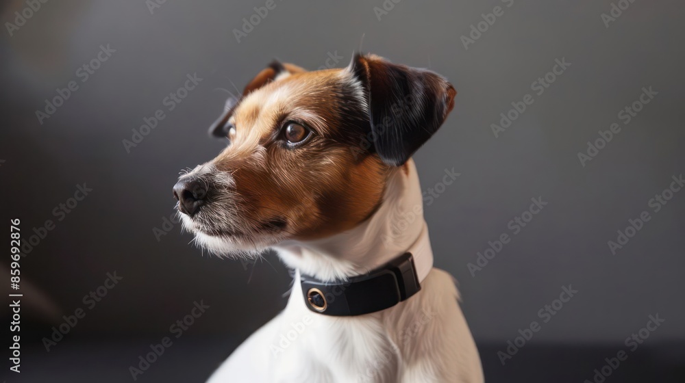 A minimalist hightech collar for pets with GPS tracking and health monitoring capabilities A minimalist hightech collar for pets with GPS tracking and health monitoring capabilities