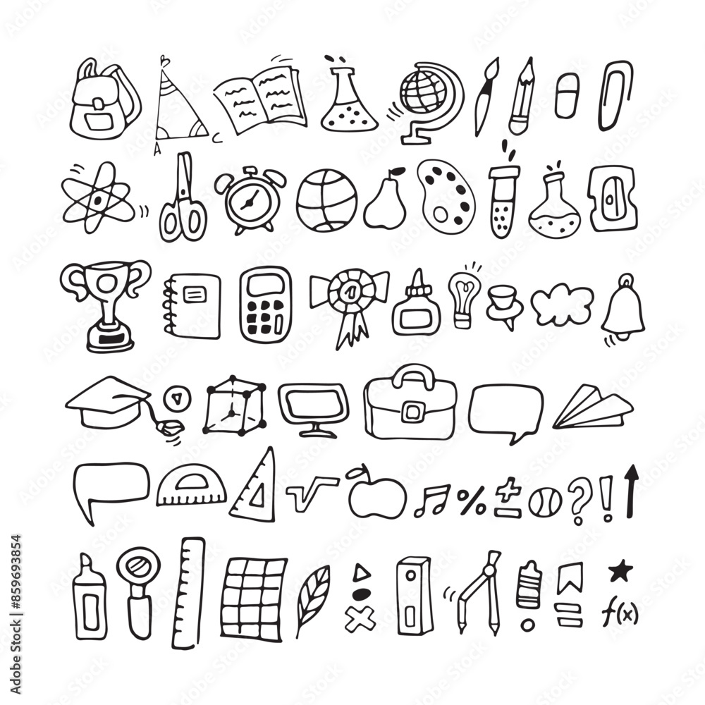 Back to school vector set of bright elements. Educational clipart. School supplies. Cute flat style classroom objects. Ready for school stuff. Back to school. Vector illustration Back to school vector set of bright elements. Educational clipart. School supplies. Cute flat style classroom objects. Ready for school stuff. Back to school. Vector illustration
