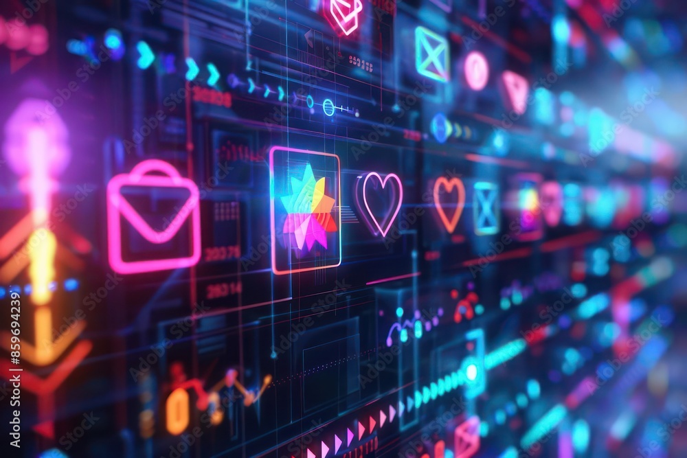 Closeup of a futuristic holographic display projecting LGBT pride symbols Closeup of a futuristic holographic display projecting LGBT pride symbols