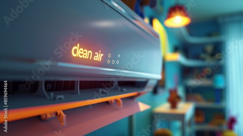 Clean Air Indicator on Air Conditioner in Child's Playroom for Enhanced Safety and Air Quality