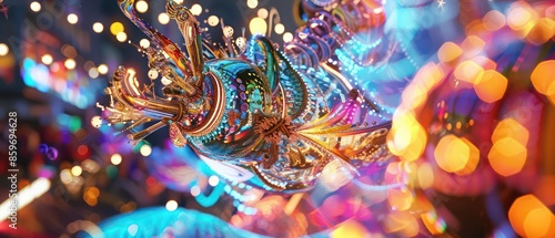 Wallpaper Mural Closeup of a holographic Independence Day parade featuring digital floats and virtual spectators Torontodigital.ca