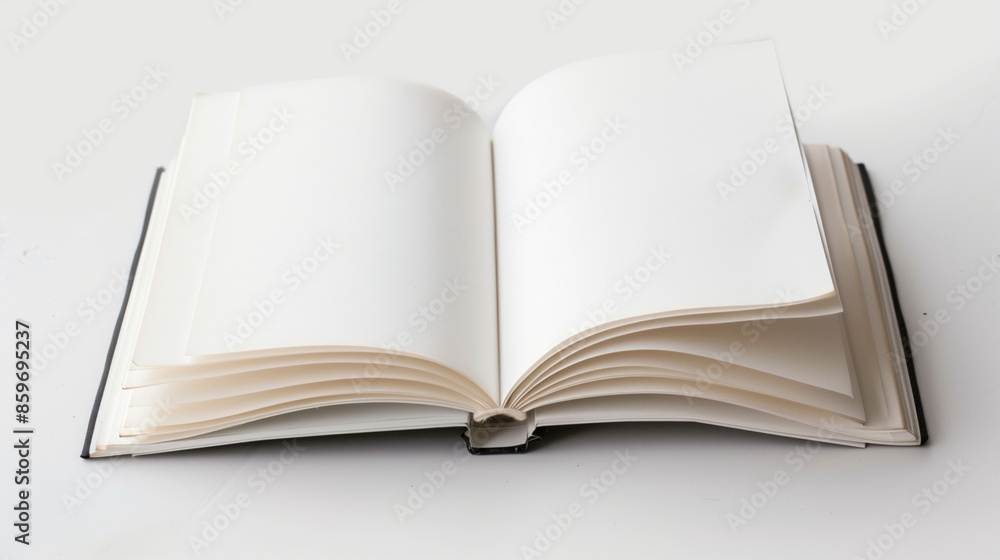 draw an open notebook with white sheets of paper with a white cover on a white background draw an open notebook with white sheets of paper with a white cover on a white background