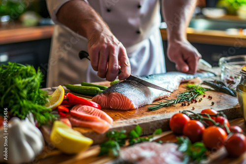 Preparing Fresh Salmon Fillet