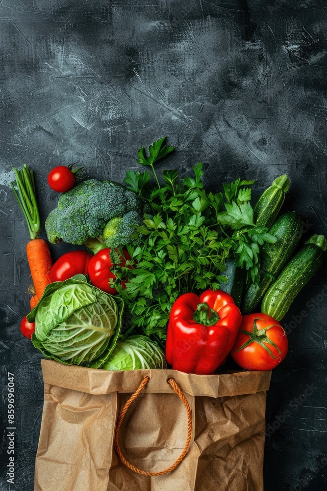close-up of fresh vegetables in a paper bag. Selective focus close-up of fresh vegetables in a paper bag. Selective focus