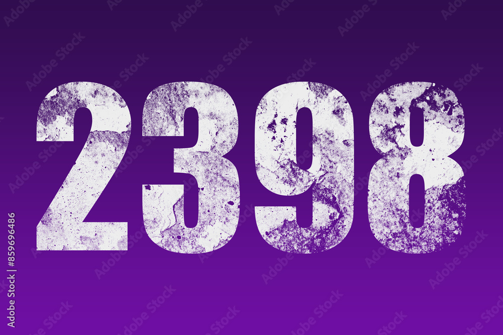 flat white grunge number of 2398 on purple background. flat white grunge number of 2398 on purple background.