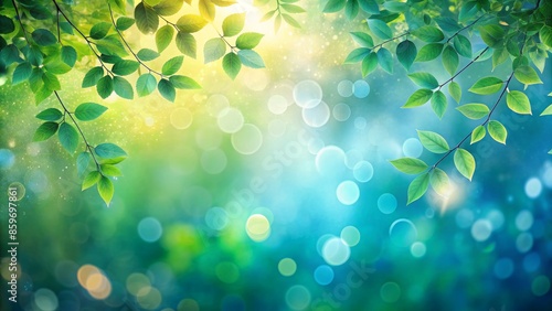 Green Leaves with Bokeh Background in Sunlight