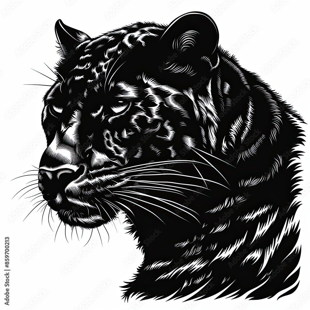 Obraz premium A black and white drawing of a black panther