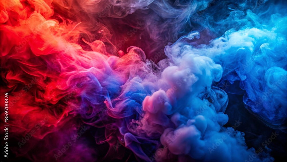 Abstract Red and Blue Smoke Swirls on Black Background Abstract Red and Blue Smoke Swirls on Black Background