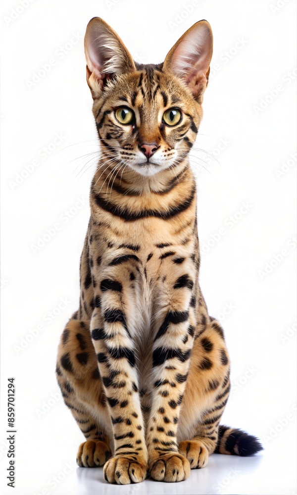 Obraz premium Cute Serengeti Cat isolated on a white background 
