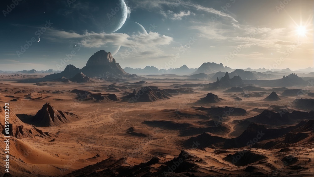 Naklejka premium Beautiful desert on an unearthly planet