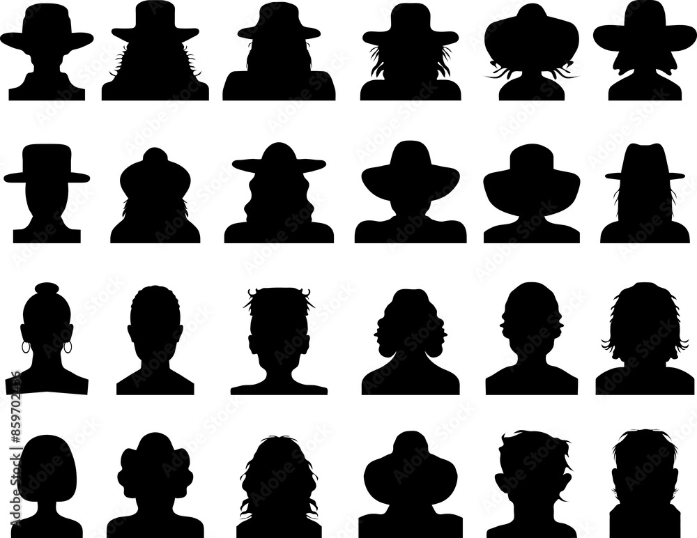PNG Male and female head silhouettes avatar, profile icons PNG Male and female head silhouettes avatar, profile icons