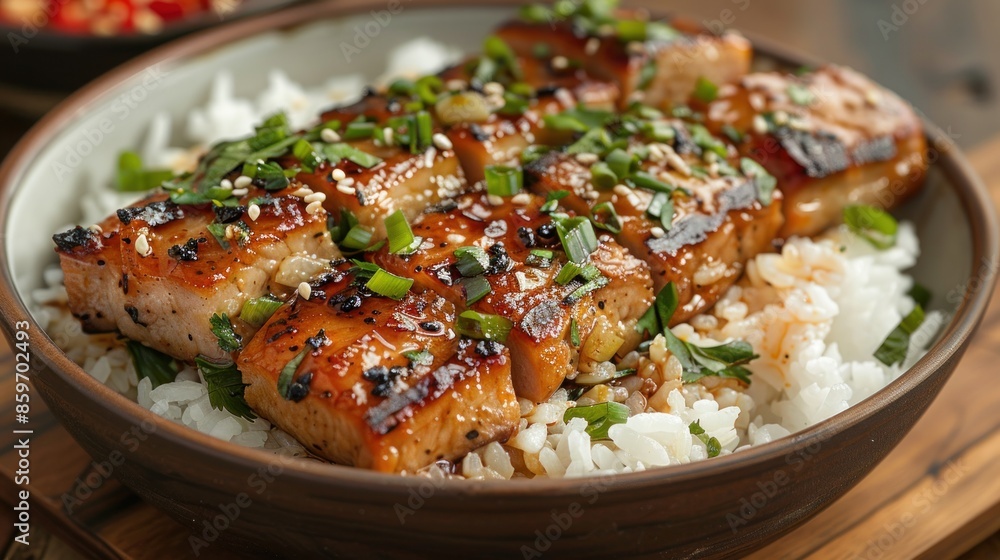 Teriyaki Glazed Pork with Sesame Seeds and Green Onions Teriyaki Glazed Pork with Sesame Seeds and Green Onions